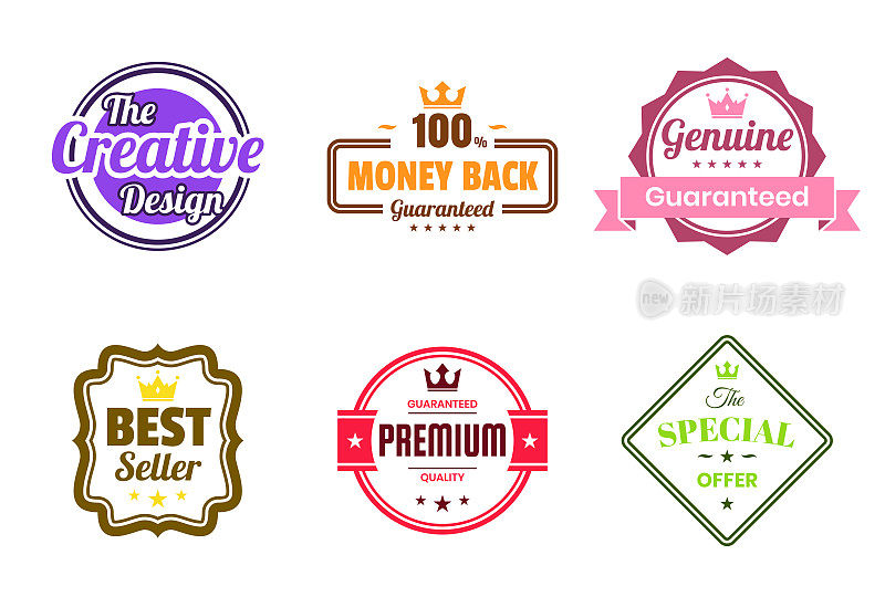 Set of Colorful Badges and Labels - Design Elements